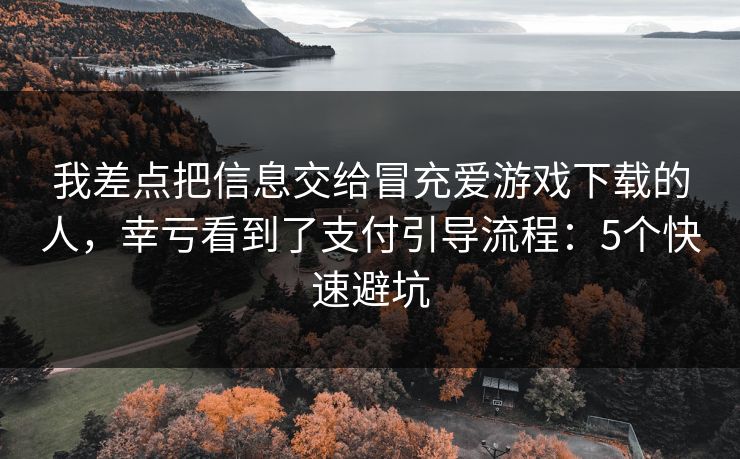 我差点把信息交给冒充爱游戏下载的人,幸亏看到了支付引导流程:5个快速避坑 我差点把信息交给冒充爱游戏下载的人,幸亏看到了支付引导流程:5个快速避坑